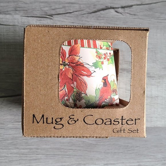 CounterArt Mug and Coaster Set, Joyous Poinsettia, Poinsettia and Cardinal - Picture 6 of 6